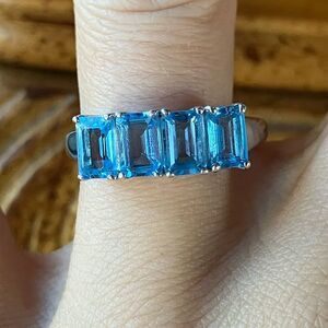 Swiss Blue Topaz Sterling Silver Ring Size 8